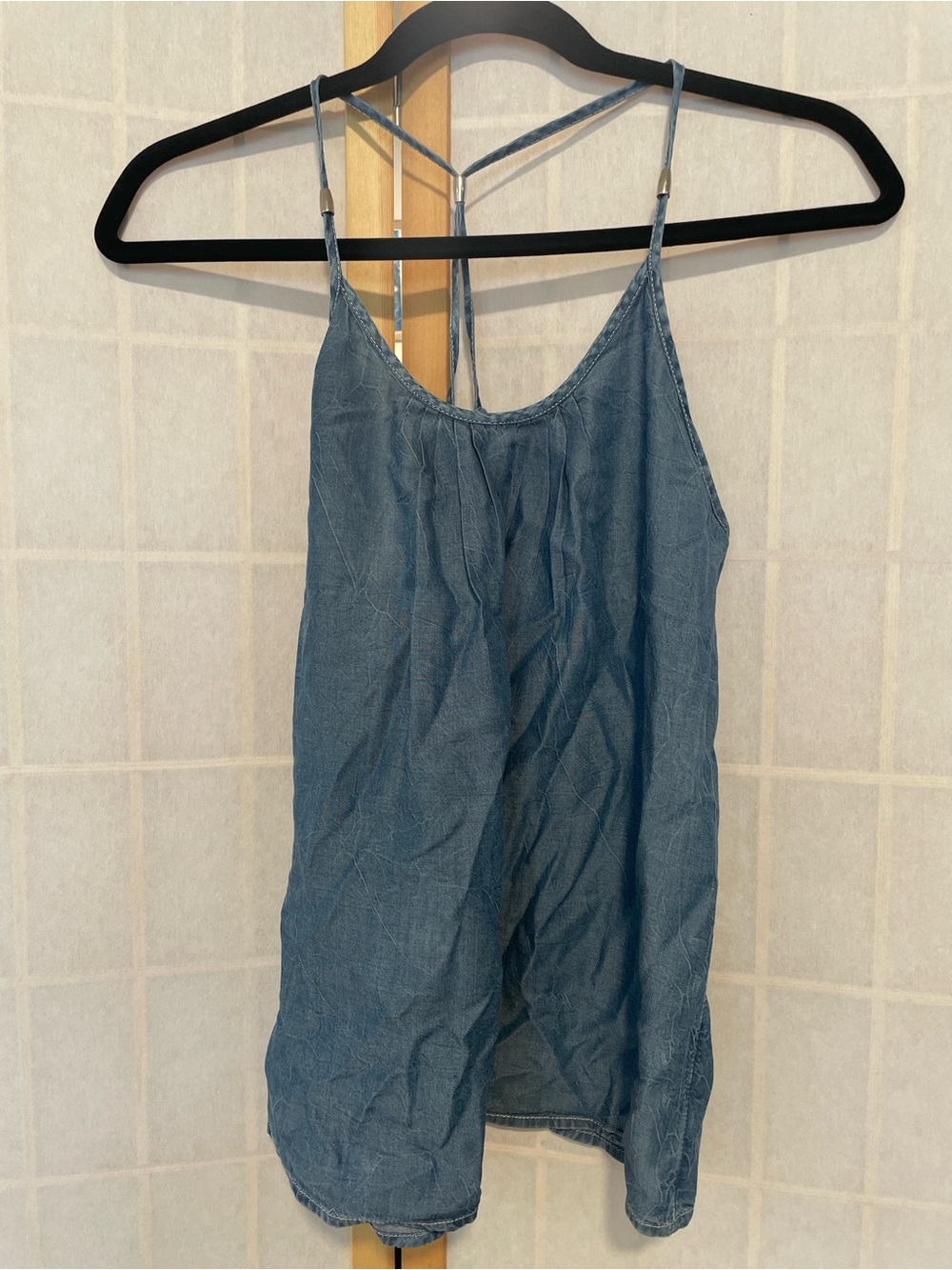 New York & Company Light Blue Denim-Look Spaghetti Strap Cami